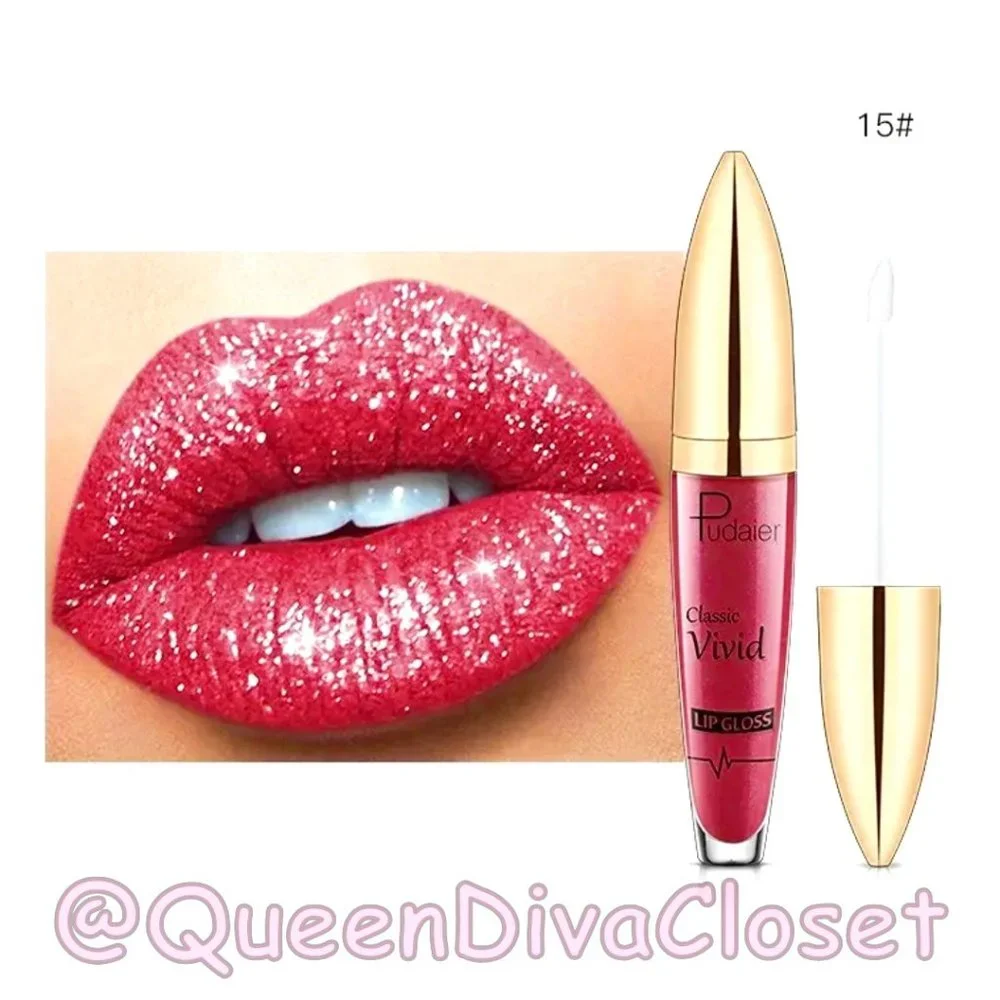 Lux Matte Bright Peach Coral Pink #15 Lasting Glitter Gloss Liquid Lipstick Tint - Picture 2 of 5